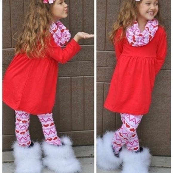 Girls' Red V-Day Ensemble - 3-Pc Kit
